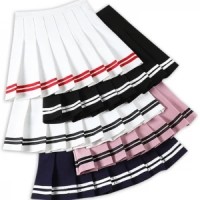 SKSPS005 custom student pleated skirt female autumn and winter elastic waist high waist blue a-line sports school uniform skirt college wind skirt